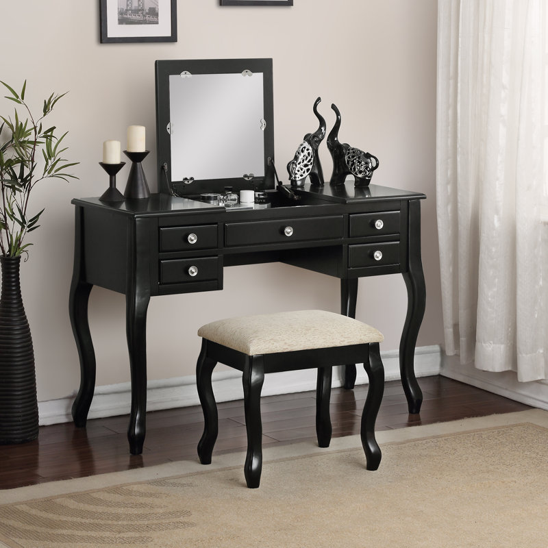 Andover Mills Gwendolyn Vanity Set with Mirror Birch Lane
